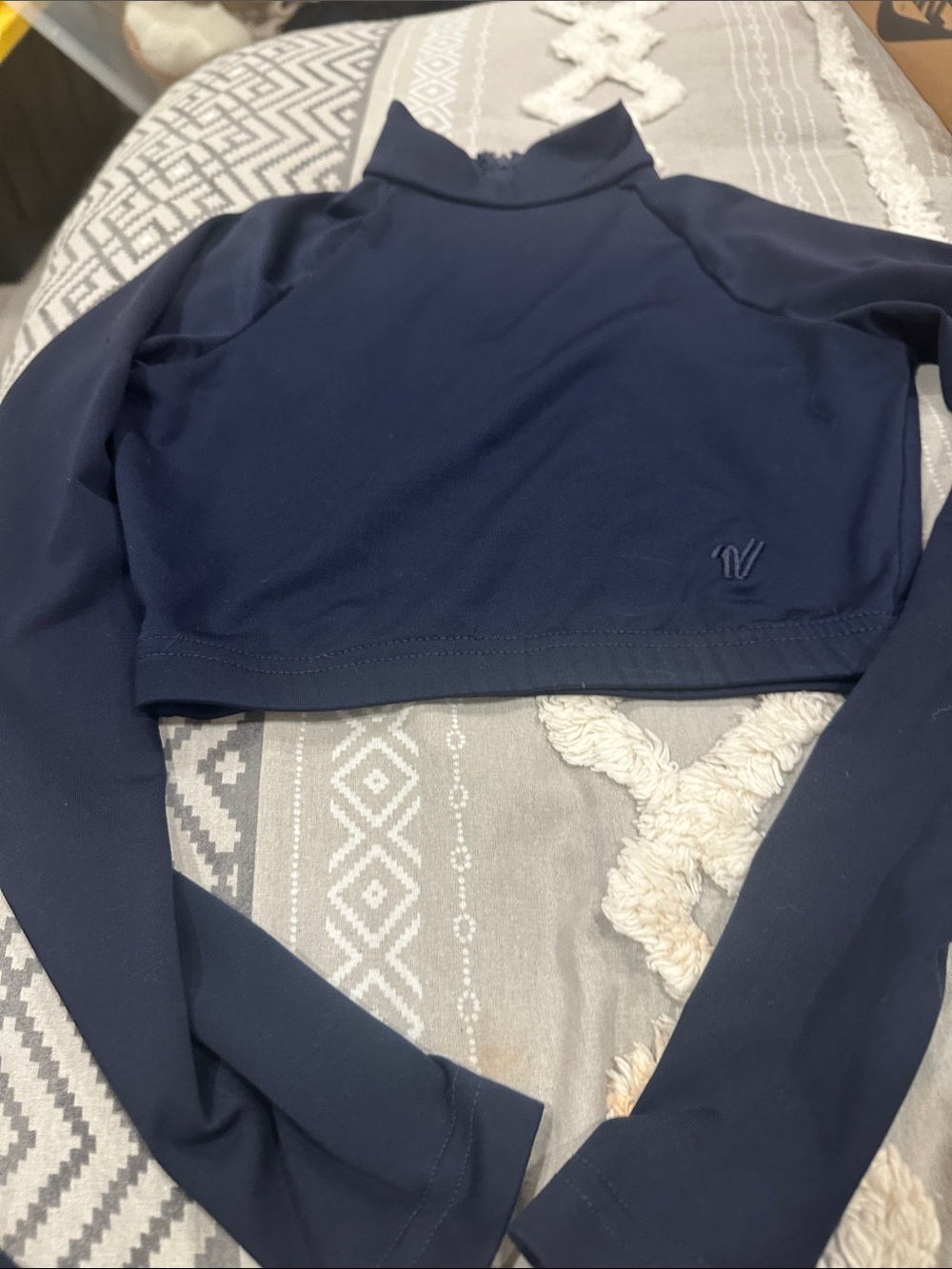 Varsity Cheerleading Long-Sleeve Cropped Mock Neck Liner - Navy